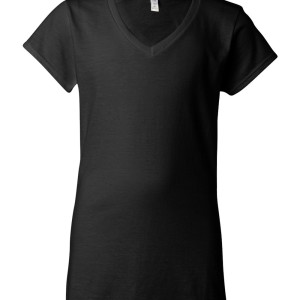 51260 - Gildan Softstyle Junior Fit V-Neck T-Shirt 64V00L - black - front