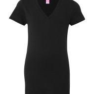 SS54238 - LAT Junior Fit Fine Jersey V-Neck Longer Length T-Shirt 3607 - black - front