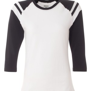 SS82634 - Augusta Juniors' Three-Quarter Legacy T-Shirt 1258 - white black - front